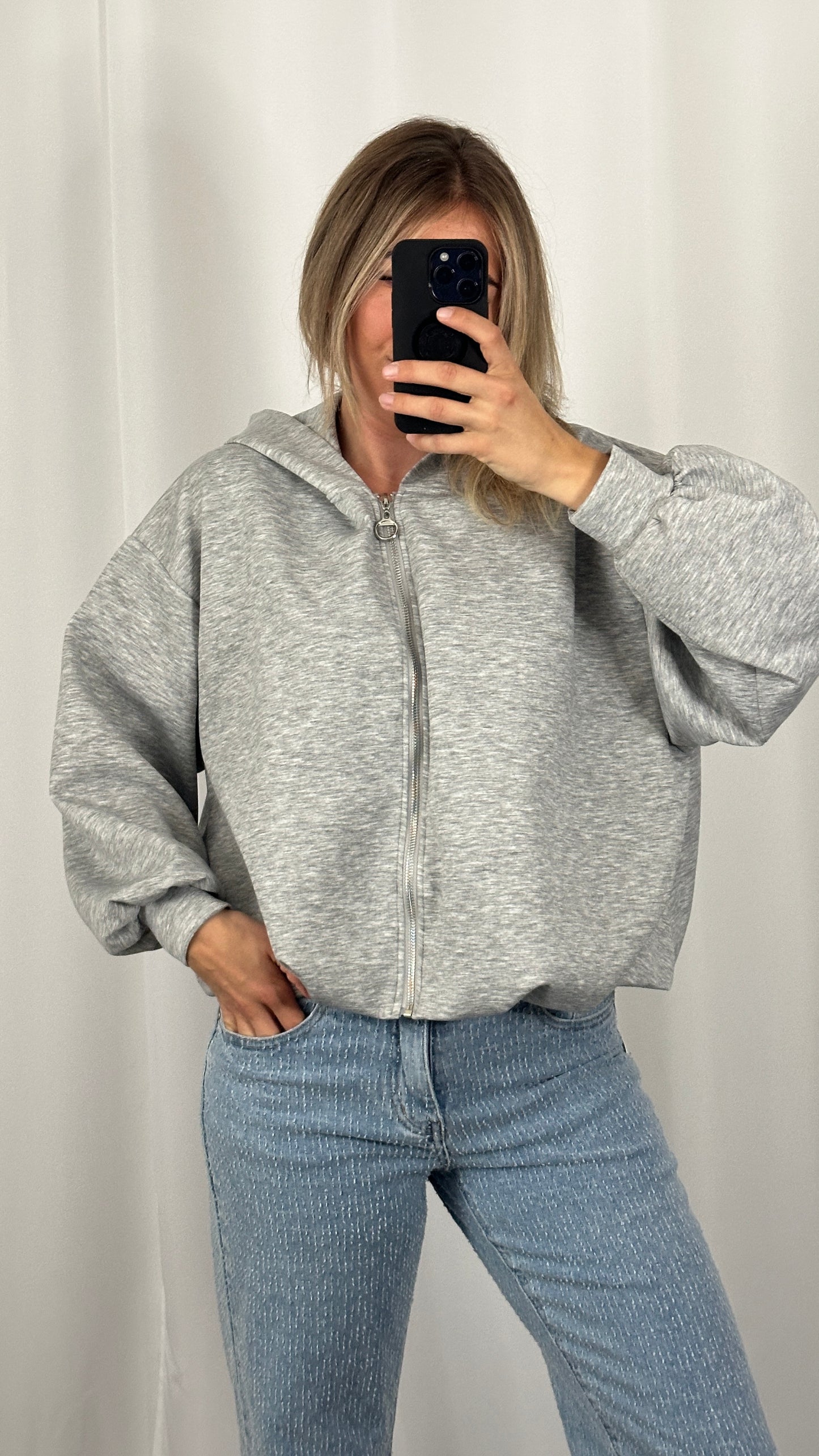 Sweatjacke mit Raffung