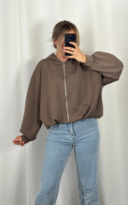 Sweatjacke mit Raffung